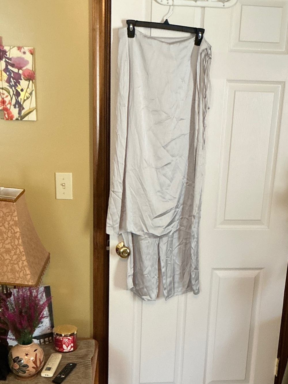 Zara Silver Satin Wide-Leg Pants